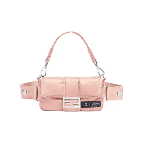 FENDI PORTER Collaboration Baguette Чехол для телефона из коровьей кожи Сумка Банан Мини Мужской Розовый