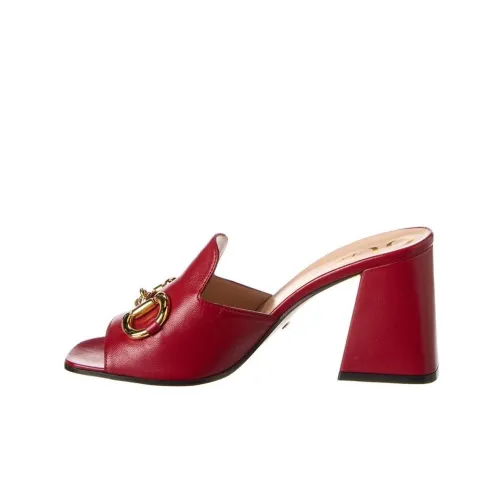 GUCCI Слипоны с пряжкой Horsebit женские красные