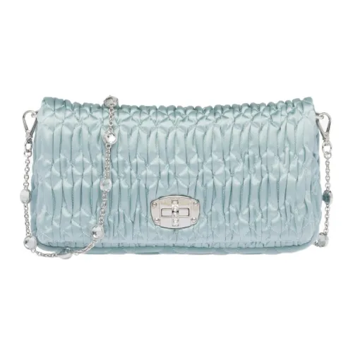MIU MIU Кристальная атласная сумка через плечо сумка на плечо женская светло-синяя
