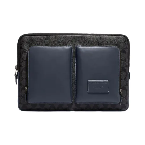 COACH Покрытый холст Доска для ноутбука Сумка Большая Мужская Уголь с Деним Цвет