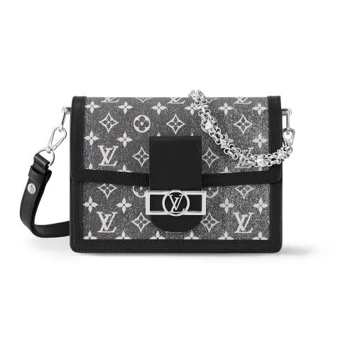 LOUIS VUITTON Dauphine Ткань с коровьей кожей комбинированная сумка Dafne сумка через плечо женская серый