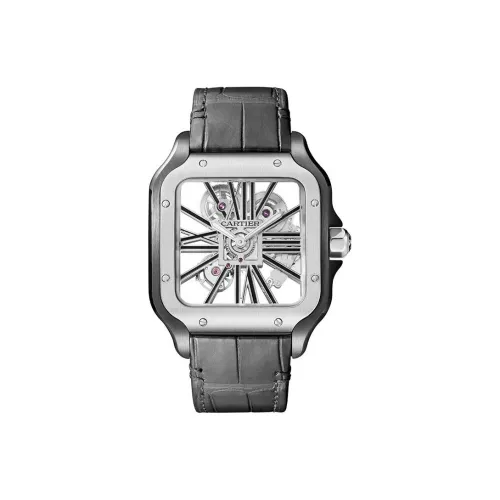 Cartier Часы Santos De Cartier Большая Модель, Механизм С Ручным Подзаводом, Сталь, 2 Сменных Браслета: Металлический Браслет И Ремешок Из Кожи