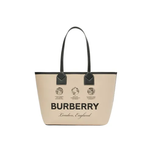 Burberry Хлопок Телячья Кожа Тоут Сумка Сумка для покупок Сумка через плечо Сумка среднего размера Женская Хаки