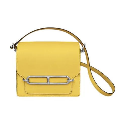 HERMES Roulis Swift Телячья кожа Свиной нос Сумка Сумка через плечо Мини Женские 9O Jaune DE Неаполитанский желтый