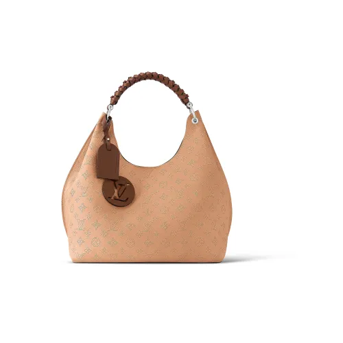 LOUIS VUITTON Mahina Перфорированная Сумка из Телячьей Кожи Сумка через плечо Женская Коричневая