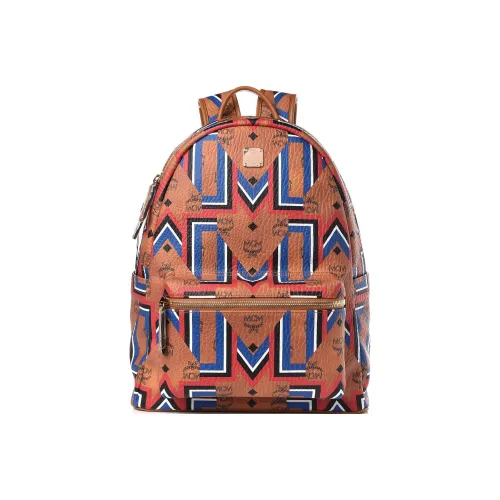 MCM Stark Visetos Покрытый холст Рюкзак Мужской Коньяк