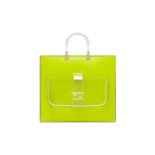 FENDI Sunshine Коровья кожа Тоут Сумка Сумка для покупок Сумка Большая Женская Росток Зеленый Цвет