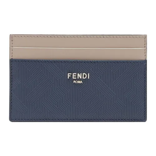 FENDI Телячья кожа Держатель для карт Держатель для карт Мужской Синий и Бежевый