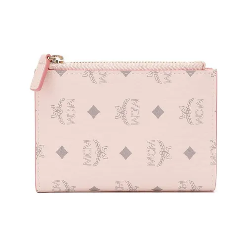 MCM Essential Visetos Origina Холст Картхолдер Монетница Кошелек Женский Розовый