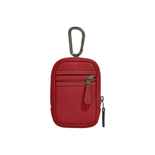 COACH N S Коровья кожа Брелок Держатель для карт Монетница Маленький Женский Красный