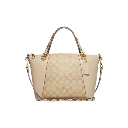 COACH Kacey Покрытие Холст Кожа Сумка через плечо Сумка Средний Женский Хаки Айвори