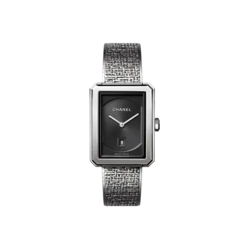 CHANEL Женские часы Кварцевый механизм Ремешок из нержавеющей стали Черный циферблат H4878