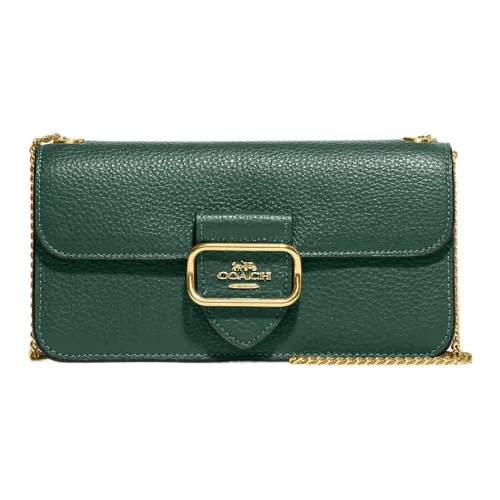 COACH Morgan Pebble Кожа Ручная Сумка через плечо Маленькая Женская Темно-зеленая