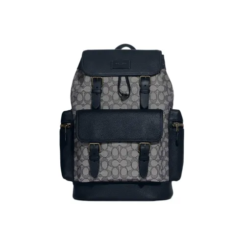 COACH Sprint Текстиль Коровья кожа Рюкзак Большой Мужской Серый и Черный