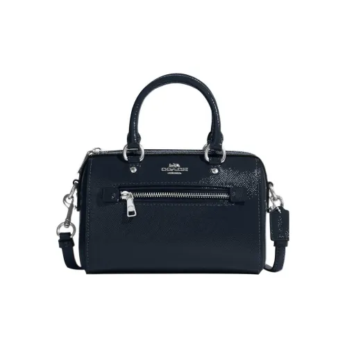 COACH Rowan Лакированная кожа с кожаными вставками Сумка Сумка через плечо Сумка через плечо Маленькая Женская Морской синий