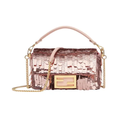 FENDI Baguette Ткань с коровьей кожей Портативная сумка через плечо сумка на плечо Мини Женская Розовая