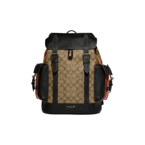COACH Hudson Холст и Кожа Рюкзак Большой Мужской Коричневый и Черный