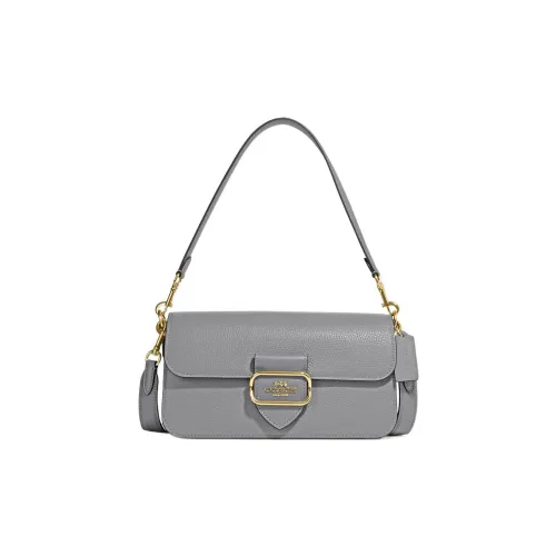COACH Morgan GRAIN LEATHER с Гладкая кожа и Замша Сумки через плечо Сумка на плечо Женская Серого цвета
