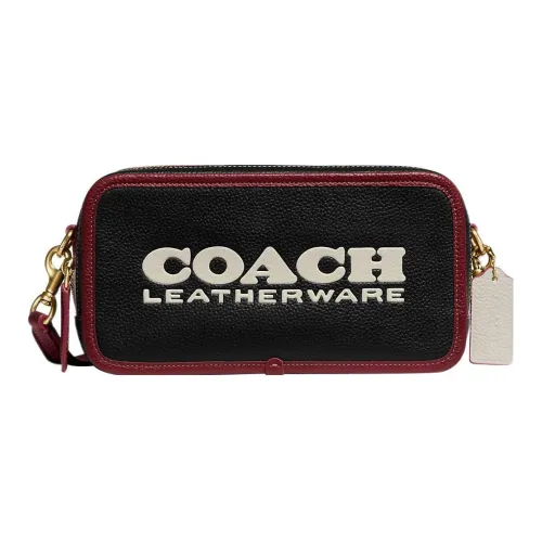 COACH Kia Natural Pebble Кожа Camera Сумка через плечо Женская Черная