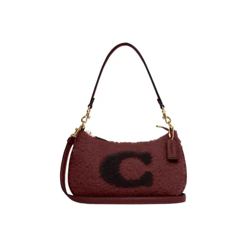 COACH Teri Овчина с коровьей кожей Портативная сумка через плечо сумка на плечо Женская Вишнево-красная