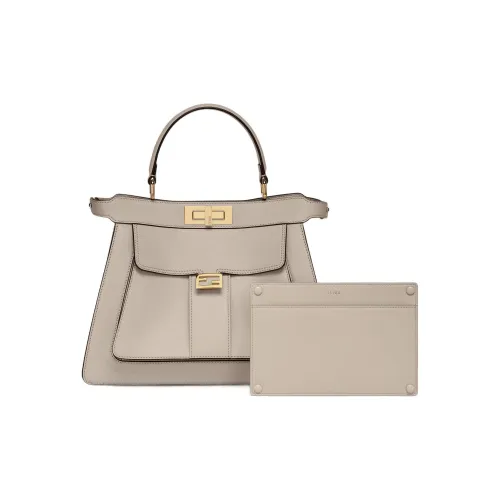 FENDI Peekaboo ISeeU Сумка через плечо из коровьей кожи средний размер женская цвет голубино-серый