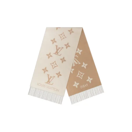 LOUIS VUITTON Вязаные шарфы Женские Коричневый Бежевый