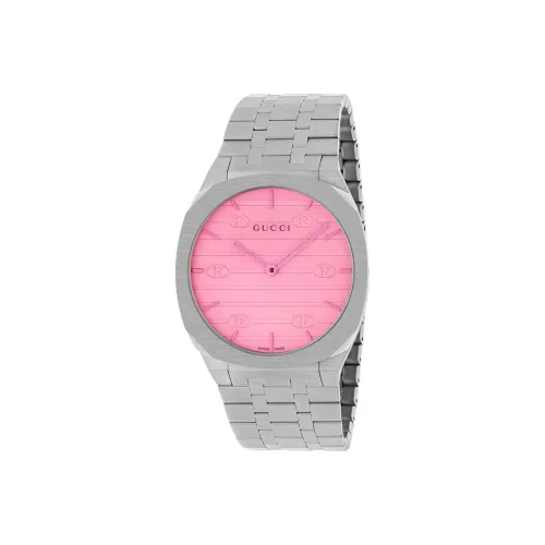 GUCCI 25H Наручные часы Кварцевый механизм Ремешок из нержавеющей стали Розовый циферблат Часы Женские
