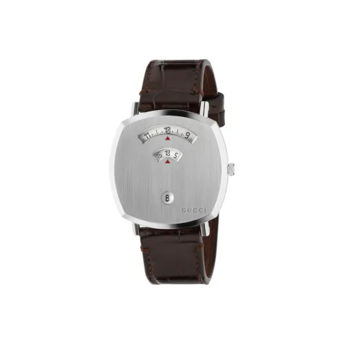 GUCCI Grip Collection Наручные часы Кварцевый механизм Кожаный ремешок Серебристый циферблат Женские