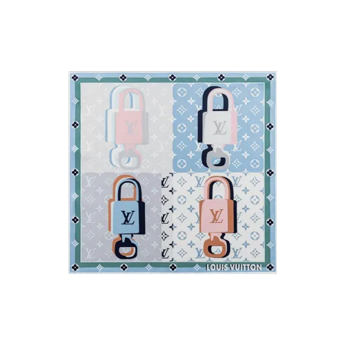 LOUIS VUITTON Шелковые шарфы Синий Женские