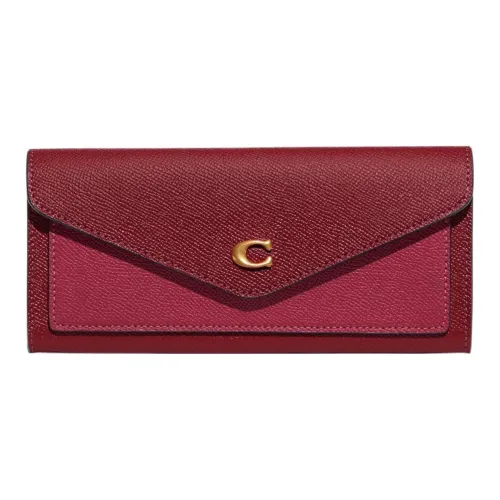 COACH Wyn GRAIN LEATHER Держатель для карт кошелек Маленький Женский Вишнево-красный