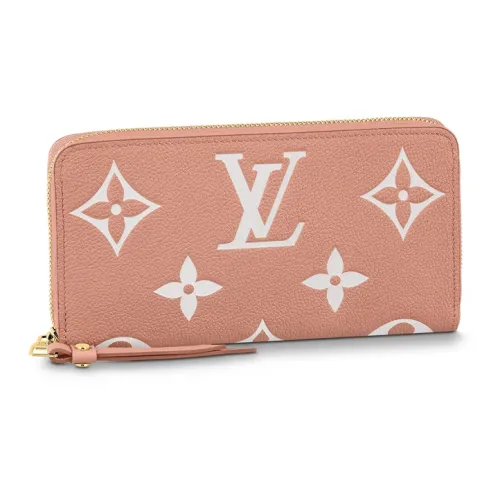 LOUIS VUITTON Zippy Мягкий Кошелек из крупнозернистой коровьей кожи женский розовый кремовый