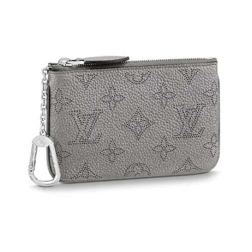LOUIS VUITTON Перфорированный Телячья кожа Key Pouch Женские Металлический серый
