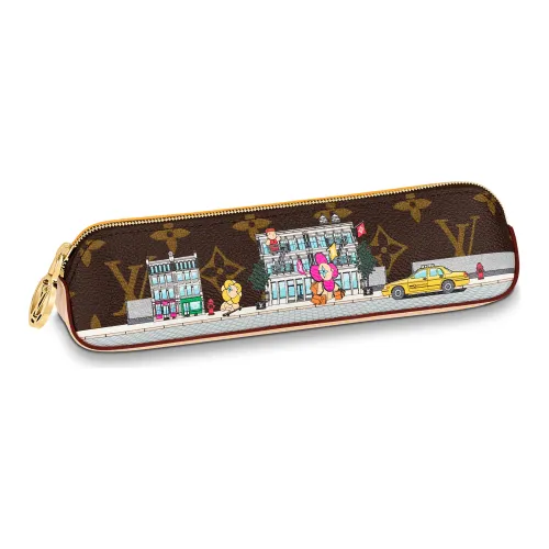 LOUIS VUITTON Монограмма Покрытый холст с коровья кожа Хранение мешок Женские Коричневый Желтый