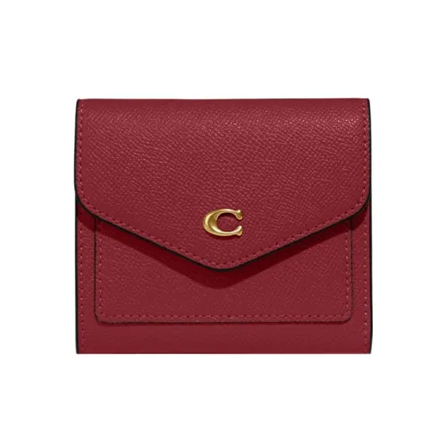 COACH Wyn GRAIN LEATHER Держатель для карт кошелек Женские Вишнево-красный