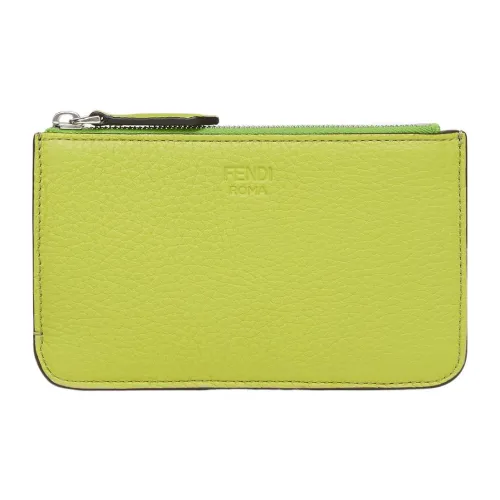 FENDI Peekaboo Коровья кожа Картхолдер Key Pouch Мелочь Кошелек Женские Зеленый цвет ростока Цвет