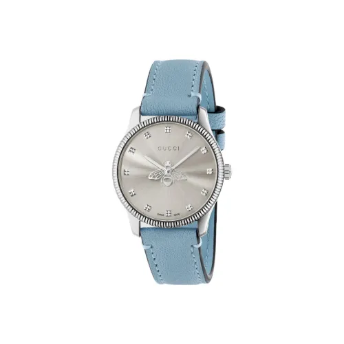 GUCCI G Timeless Collection Кварцевые часы механизм ремень из натуральной кожи серебристый циферблат женские