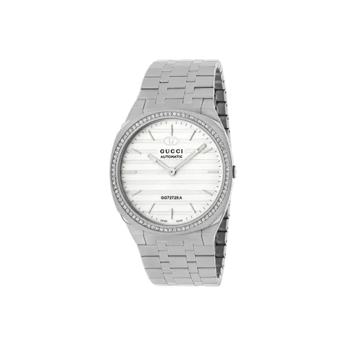 GUCCI 25H Часы Автоматический Механический Механизм Нержавеющая Сталь Ремешок Белый Циферблат Мужской