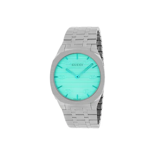 GUCCI 25H Наручные часы Кварцевый механизм Ремешок из нержавеющей стали 38 мм Зеленый циферблат Женские
