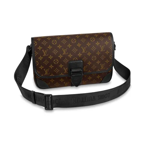 LOUIS VUITTON Archy Покрытый холст с коровья кожа комбинированная курьерская сумка сумка через плечо среднего размера мужская коричневая