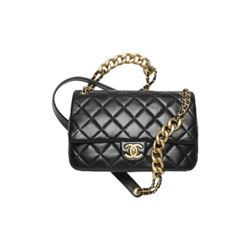 CHANEL 22P Lambskin Flip-сумка Сумка с цепочкой Сумка через плечо Маленькая женская Черная