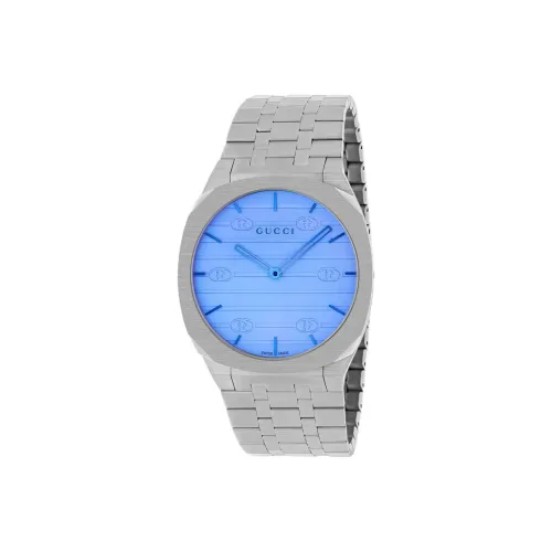 GUCCI 25H Collection Часы Кварцевый механизм Нержавеющая сталь Ремешок Синий циферблат Мужской YA163408
