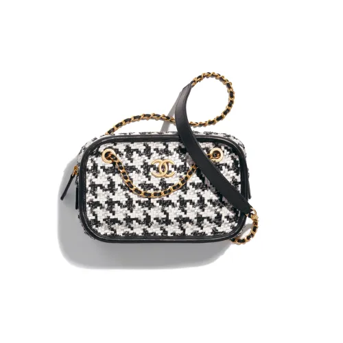 CHANEL Camera Сумка с молнией Сумка через плечо Маленькая Женская Черная Белая
