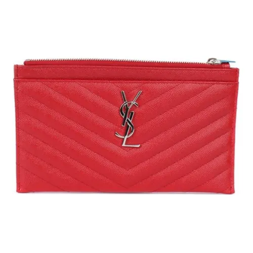 SAINT LAURENT Монограмма Коровья кожа Кошелек Клатч Женский Красный