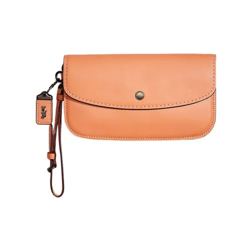 COACH Перчаточная дубленая кожа Обхват запястья Сумка Клатч Маленький Женские Deep Румяна Цвет