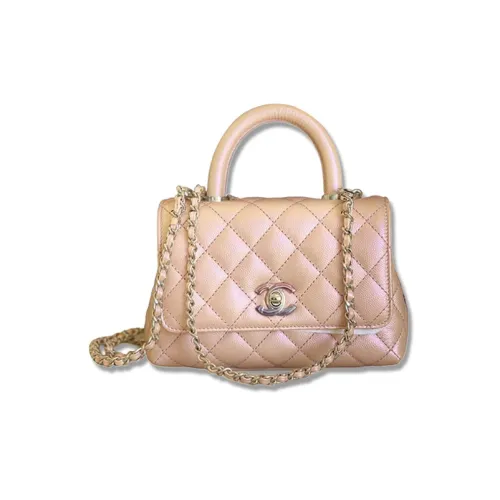 CHANEL Coco Handle Коровья кожа Сумка Сумка через плечо Сумка через плечо Мини Женская Светло-розовая