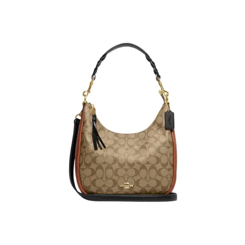 COACH Jules Холст с кожей гладкая кожа сумка через плечо сумка через плечо большая женская хаки