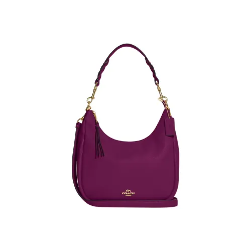 COACH Jules Pebble Кожа Сумка через плечо Большая Женская Темно-фиолетовая Розовая