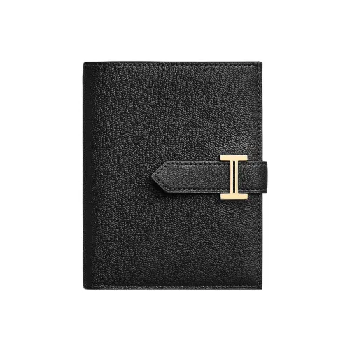 HERMES Bearn Mysore Шевро Держатель для карт кошелек Унисекс Черный