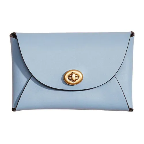 COACH Pouch Галечная кожа Клатч Монета Кошелек Женские Светло-синий