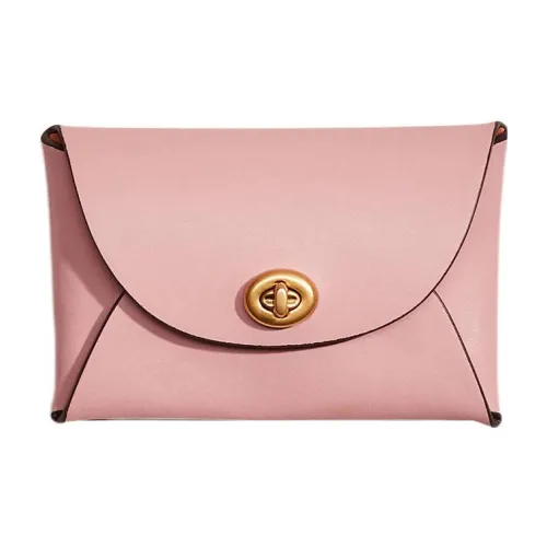 COACH Pouch Галечная кожа Клатч Монета Кошелек Средний Женский Розовый